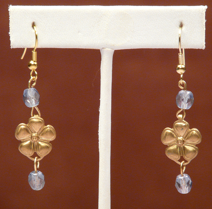 Flower Earrings with Smoke Blue